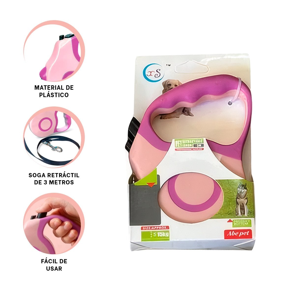 CORDON RETRACTIL 3M PARA MASCOTA CON AGARRE COMODO DOBLE TONO YLIGAS REGALO - 5