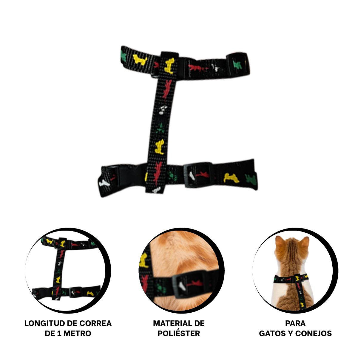 CHALECO PARA CONEJO Y GATO DELGADO NEGRO COMODO Y SEGURO PARA EXTERIOR YPAPEL REGALO - 5