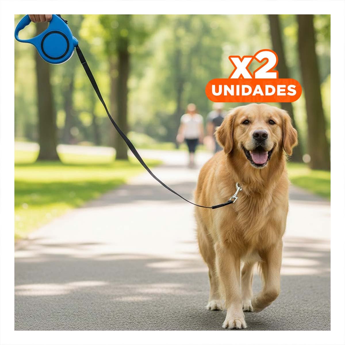 PACK2 CUERDA COMPACTA RETRACTIL AZUL CON CIRCULO NEGRO PARA PERRO Y GATO - 1