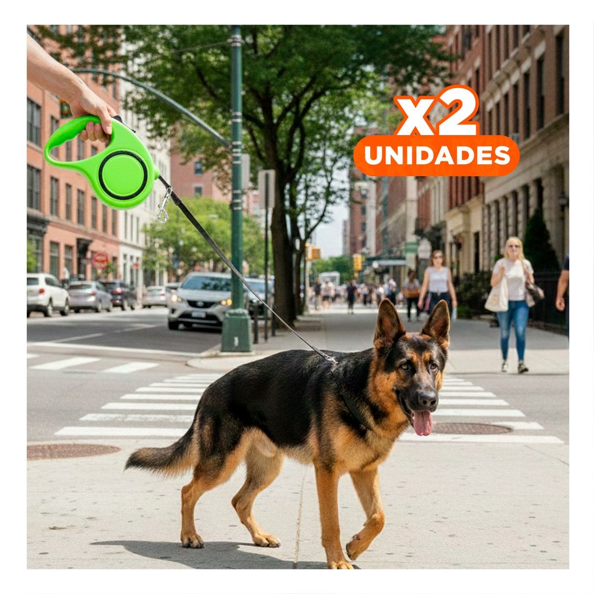 PACK2 ACCESORIO CANINO RETRACTIL VERDE LIMON CON CIRCULO NEGRO - 1
