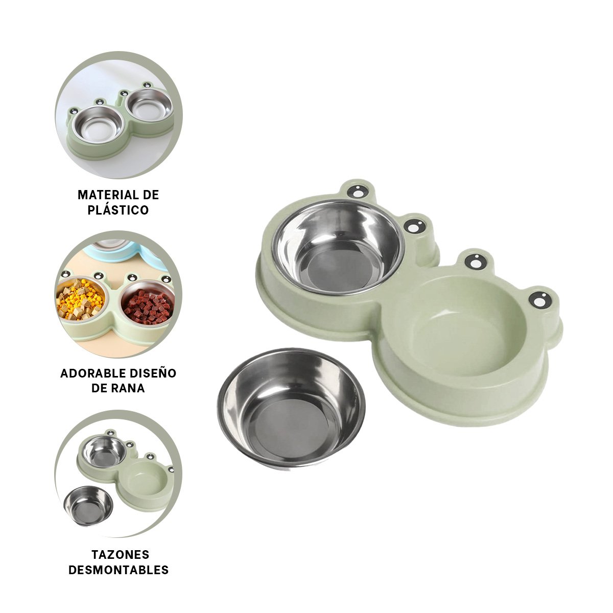 ACCESORIO PLATO DOBLE DESMONTABLE RANA PARA MASCOTA PRACTICO Y SEGURO YSTICKY - 5