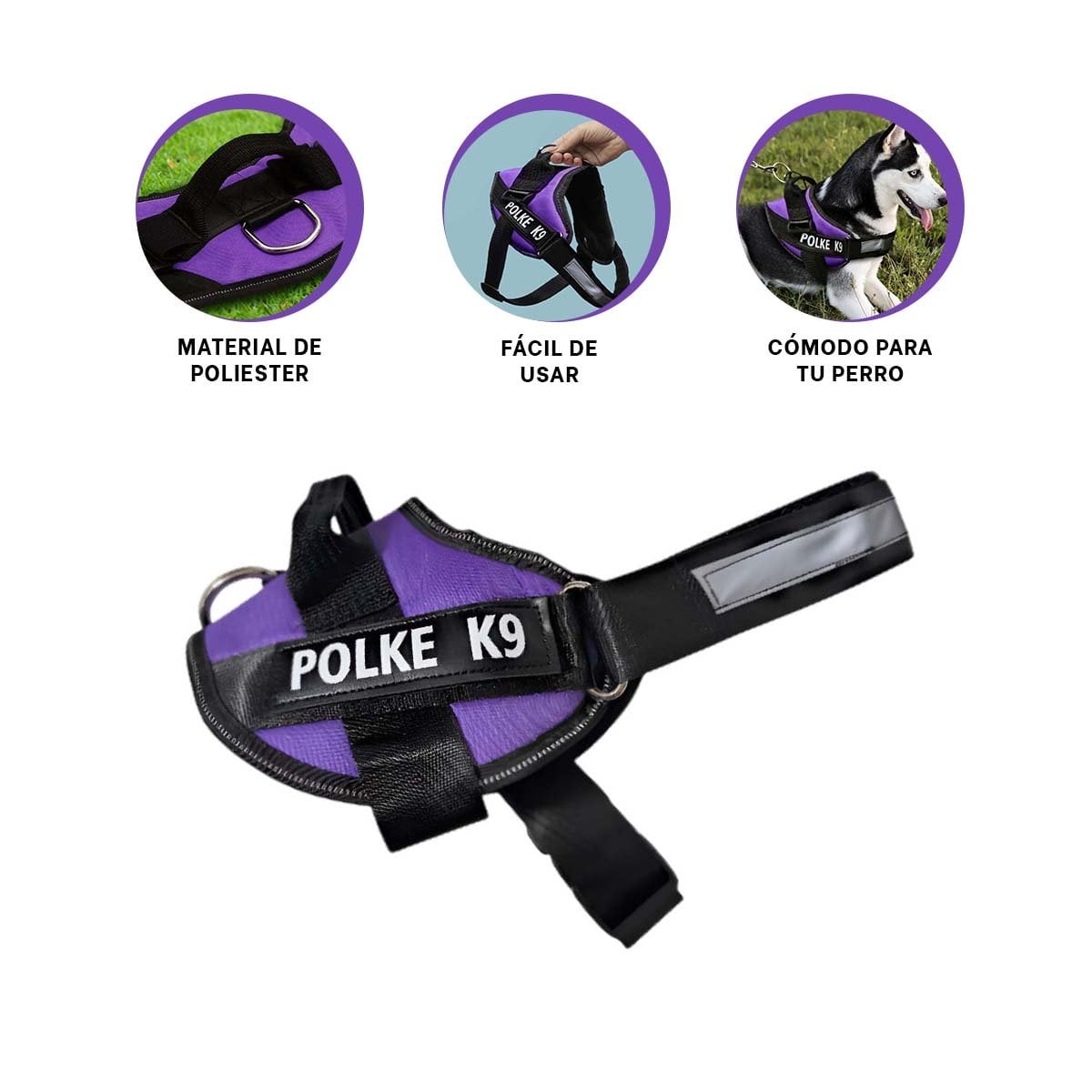 EQUIPO DE PASEO PARA PERRO TALLA M COMODO Y RESISTENTE PARA USO DIARIO MORADO YSTICKY - 5
