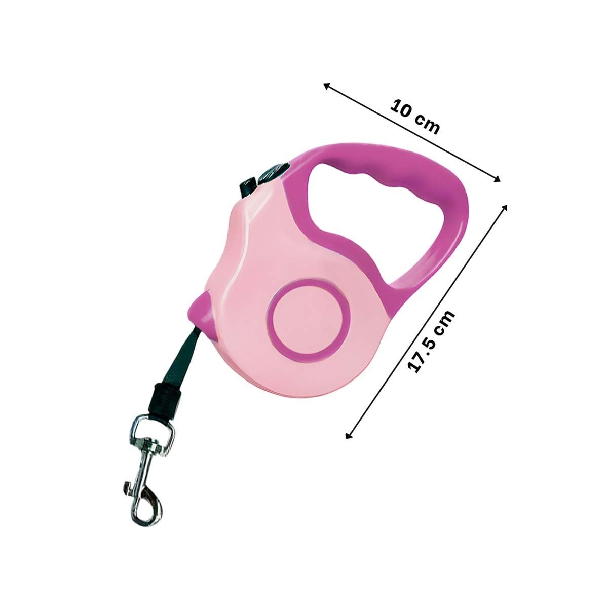 CUERDA RETRACTIL PARA MASCOTA ROSADO DOBLE TONO FIRME Y PRACTICA YPAPEL REGALO - 4