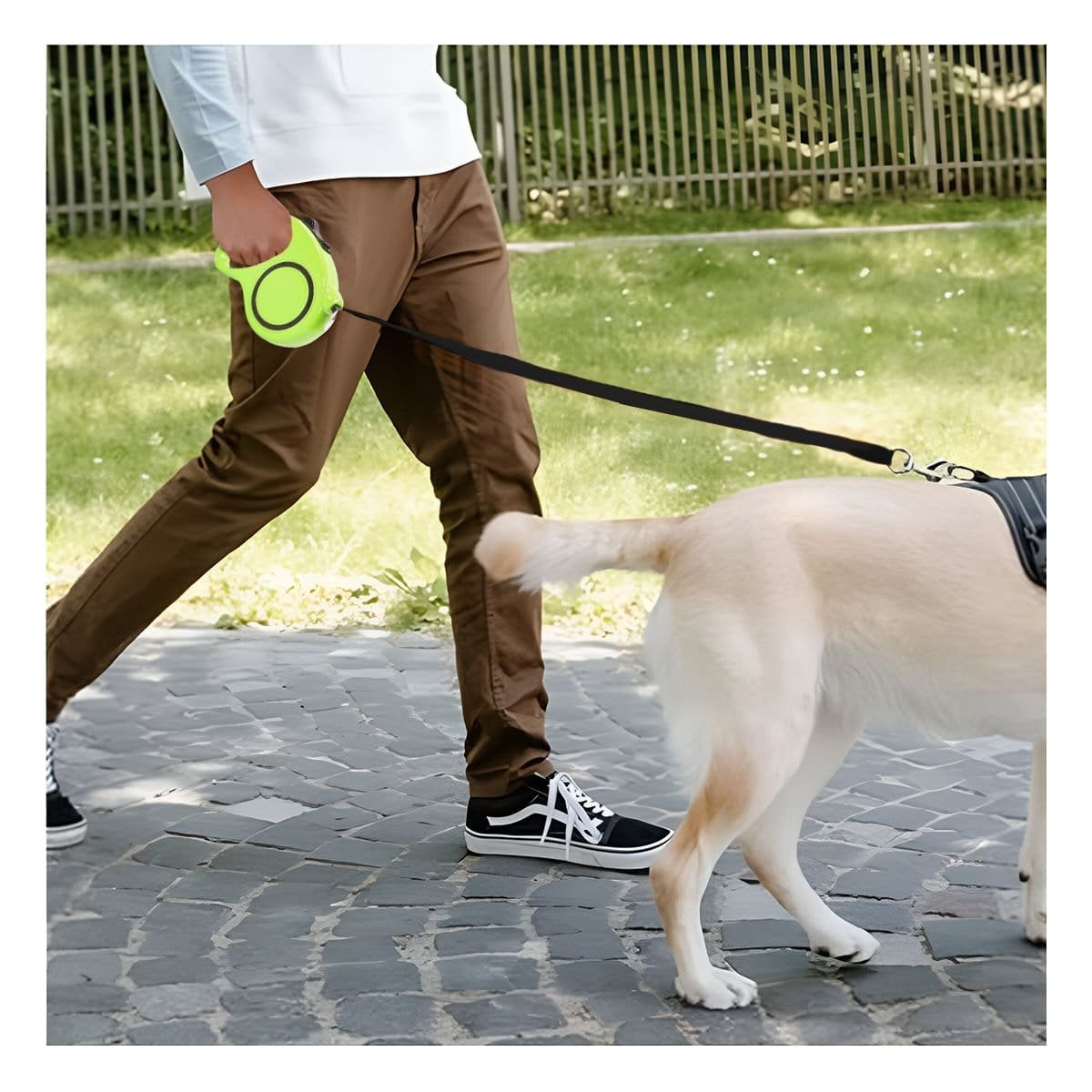 PACK2 IMPLEMENTO PARA PERROS RETRACTIL VERDE LIMON CON NEGRO YPAPEL REGALO - 5