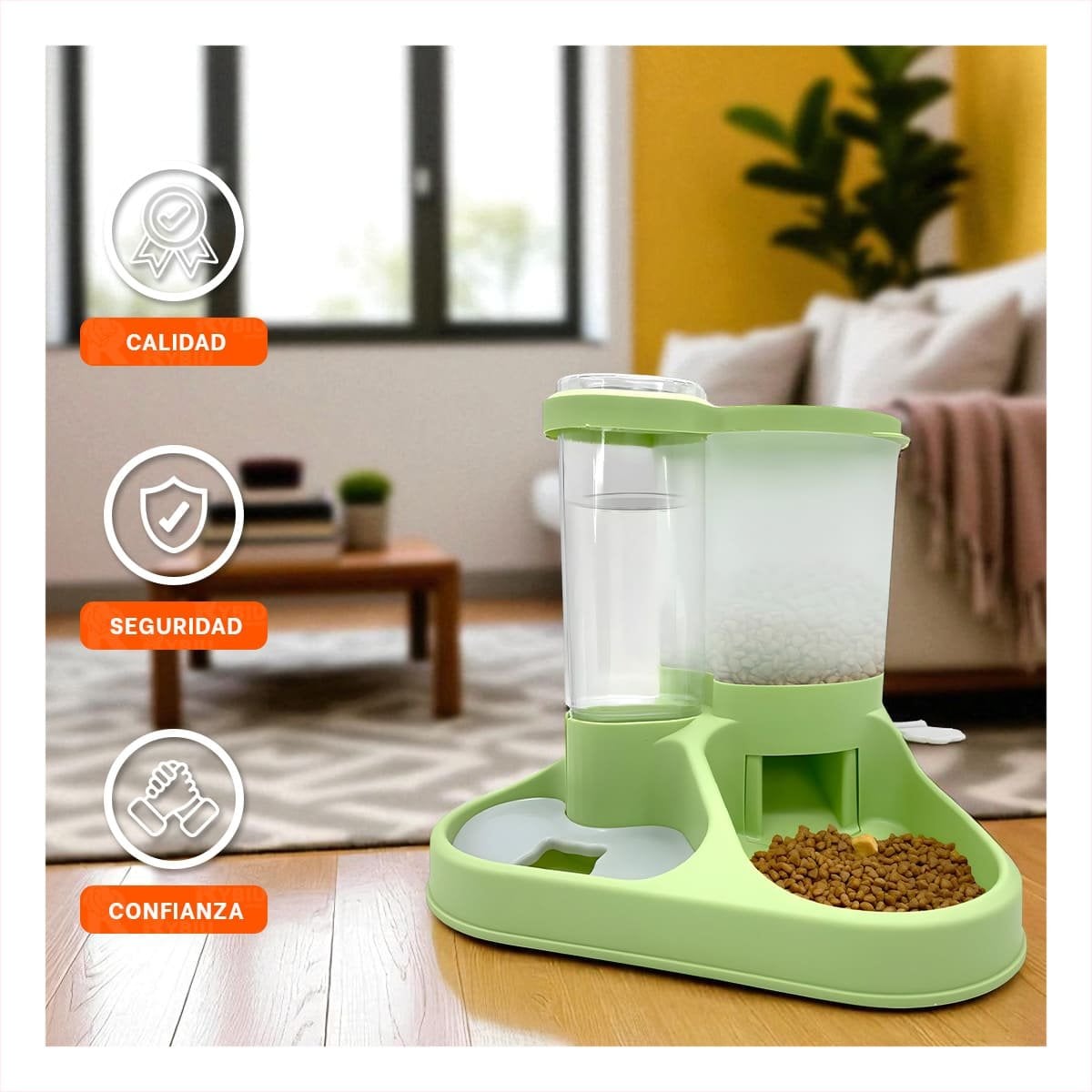 SISTEMA DE ALIMENTACION Y AGUA PARA MASCOTA CON LLAVE VERDE CLARO YSTICKY - 5