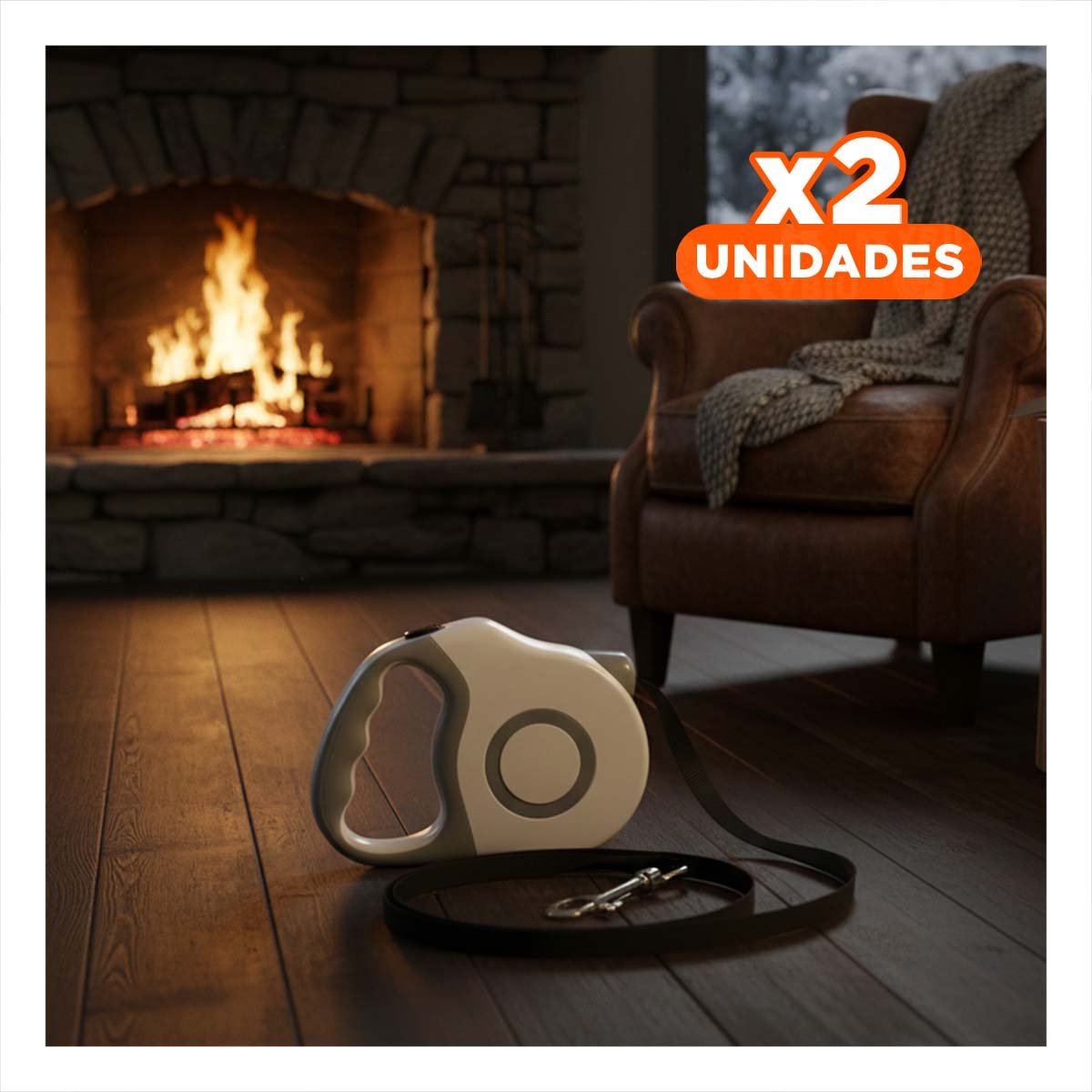PACK2 SUJETADOR RETRACTIL 3M PARA MASCOTA CON SISTEMA DE BLOQUEO DOBLE TONO - 1