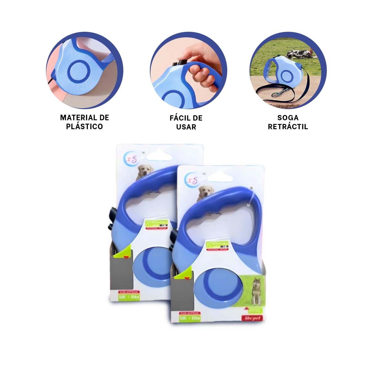 SUJETADOR RETRACTIL 5M PARA PERRO CON DISEÑO RESISTENTE DOBLE TONO YSTICKY - 5