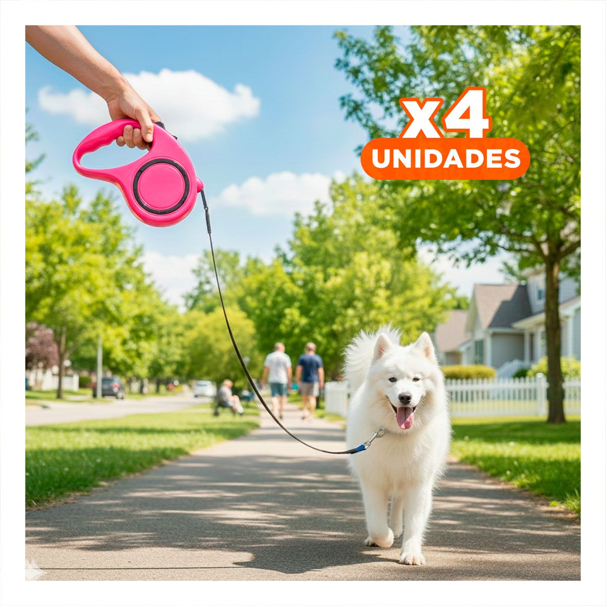 PACK4 CUERDA RETRACTIL CONFIABLE PARA PASEOS DIARIOS CON MASCOTAS FUCSIA YREGALO STICKER - 1