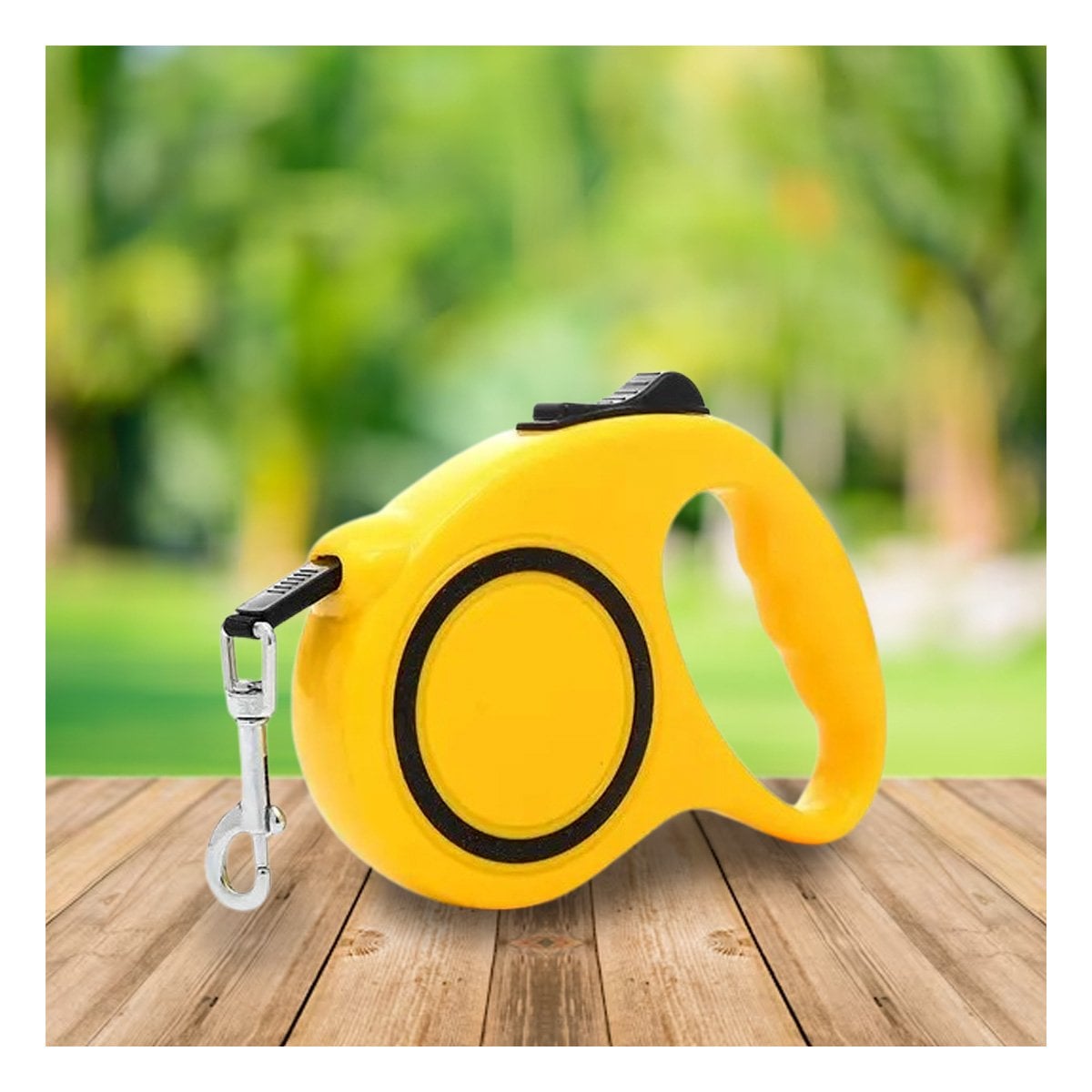 CORDON RETRACTIL AJUSTABLE PARA PERROS Y GATOS CON AMARILLO Y CIRCULO NEGRO YPAPEL REGALO - 1