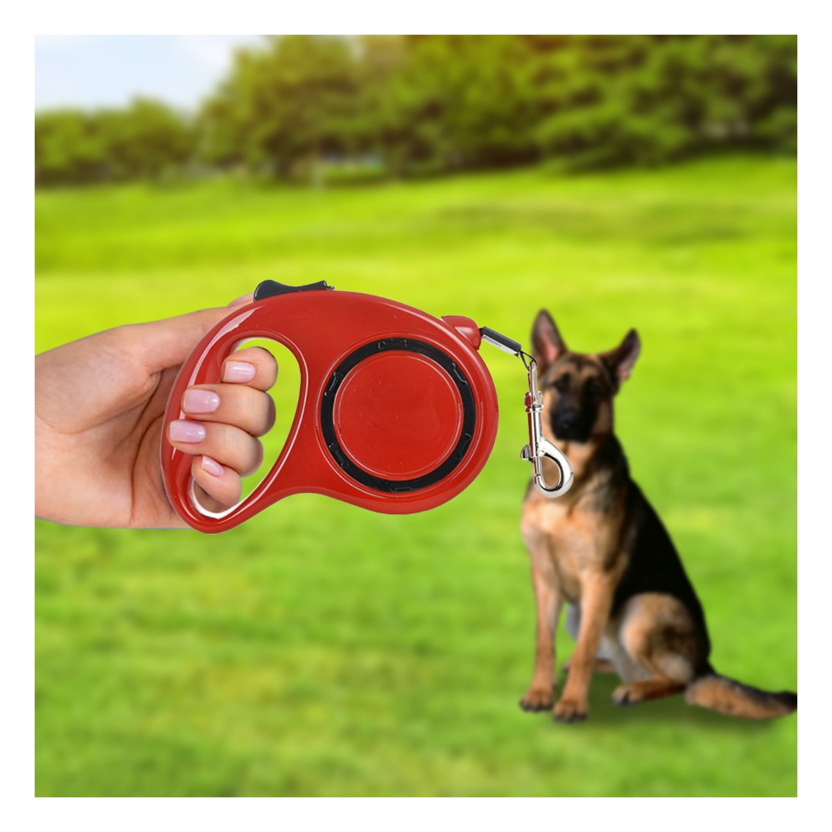 PACK2 DISPOSITIVO DE CUERDA RETRACTIL PARA PERROS Y GATOS FACIL DE MANEJAR ROJO YPAPEL REGALO - 5