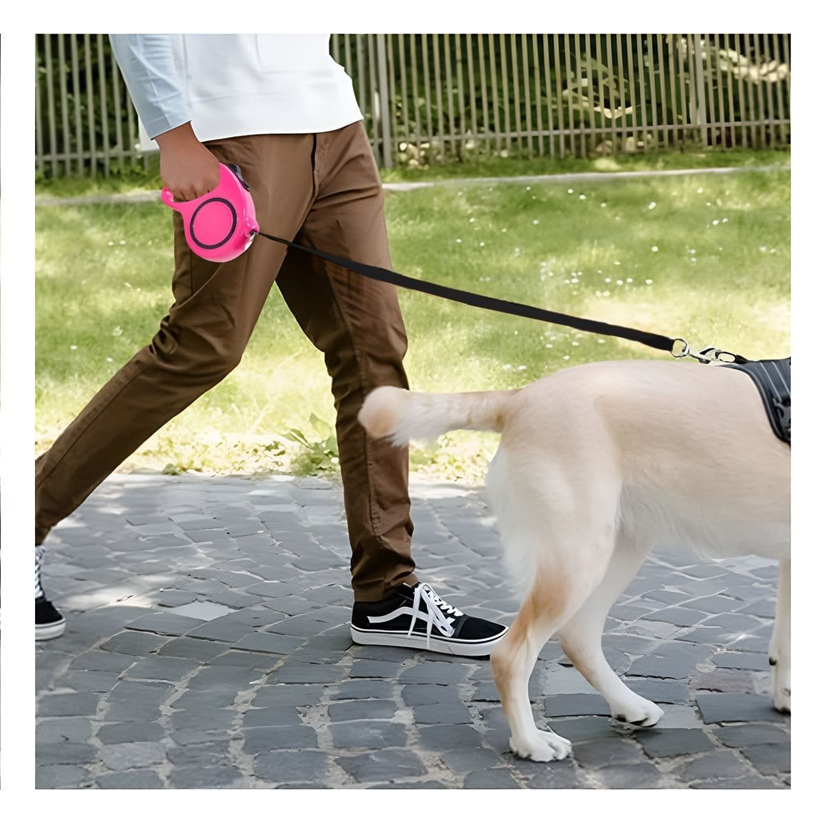 PACK2 CORREA FLEXIBLE RETRACTIL PARA PASEOS DE MASCOTAS CONTROLADOS FUCSIA YREGALO STICKER - 3