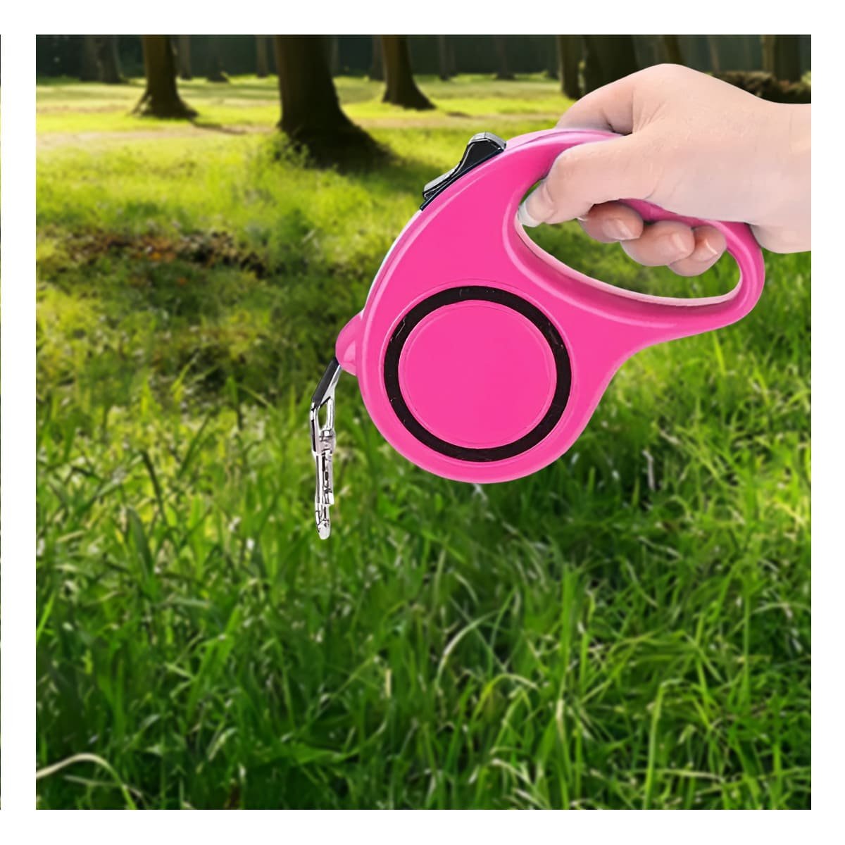 PACK2 CORREA FLEXIBLE RETRACTIL PARA PASEOS DE MASCOTAS CONTROLADOS FUCSIA YREGALO STICKER - 5