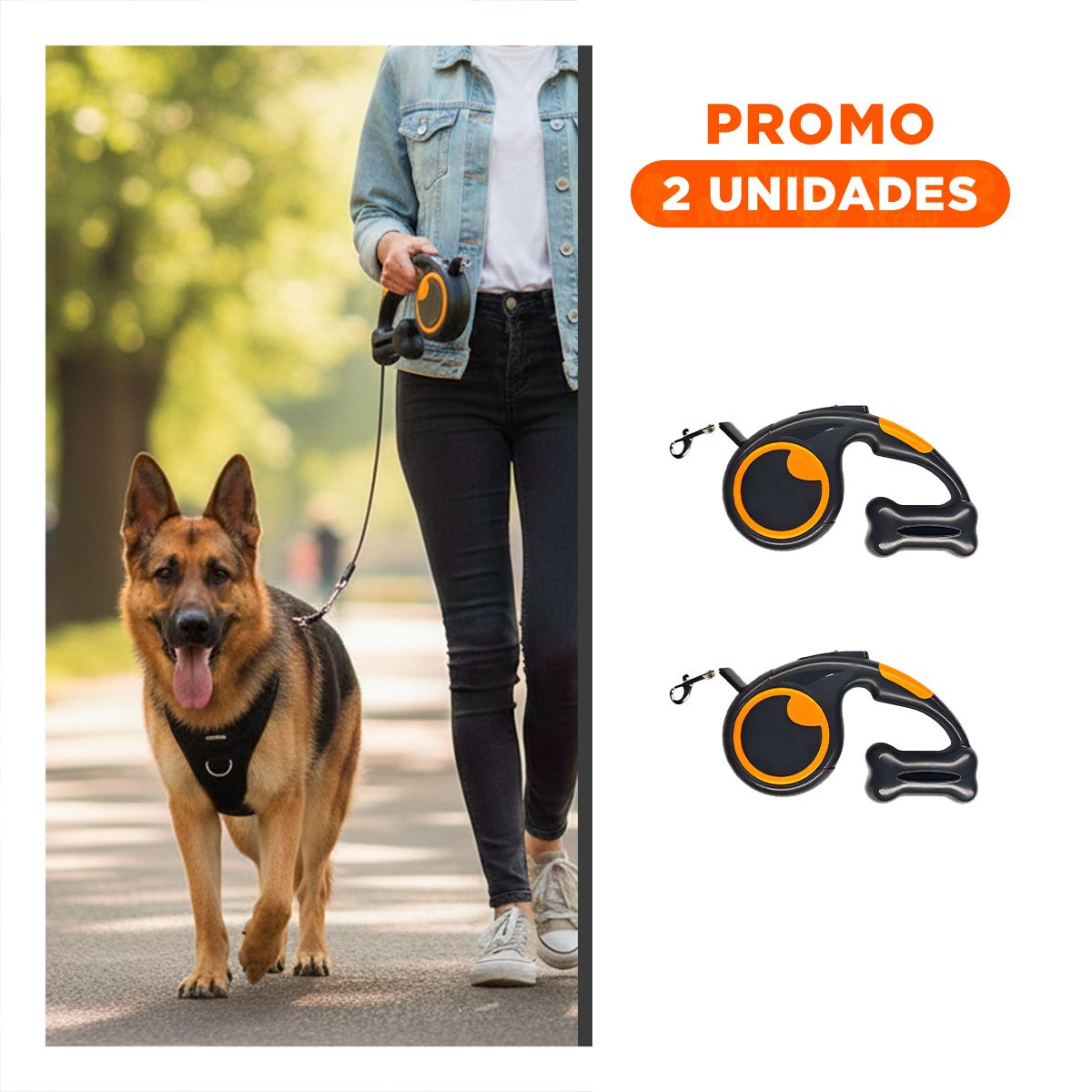 PACK2 PRODUCTO MODERNO NEGRO PARA MASCOTAS CON SISTEMA RETRACTIL YREGALO STICKER - 1