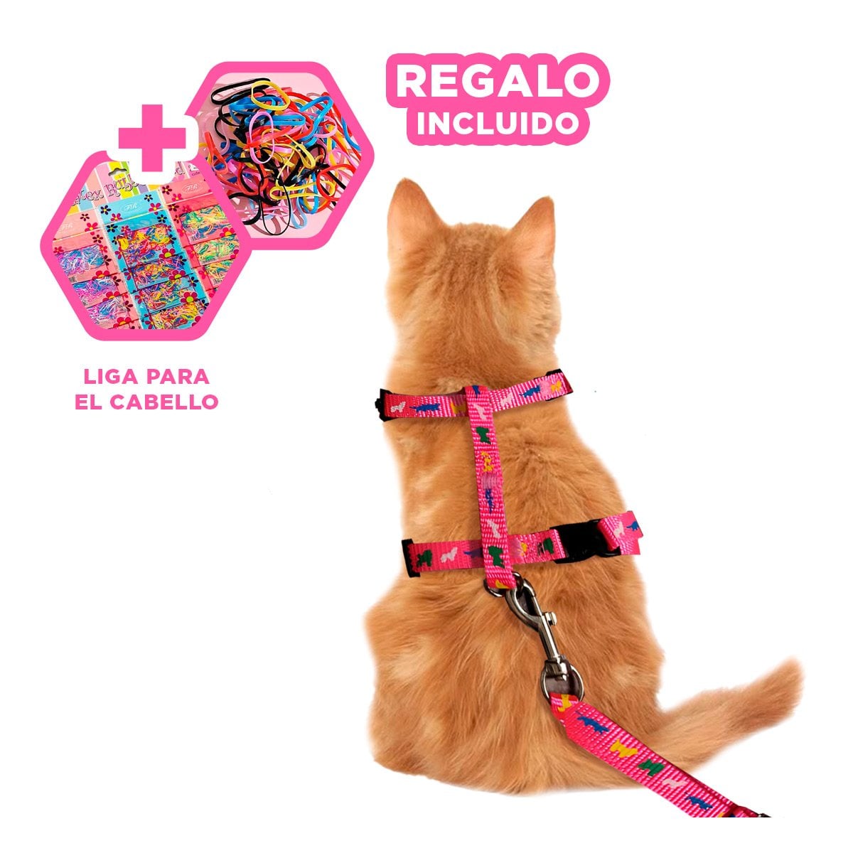 SISTEMA DE SUJECION PARA CONEJO Y GATO DELGADO FUCSIA PARA EXTERIOR YLIGAS REGALO - 2