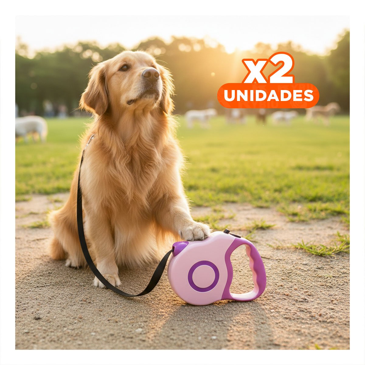 PACK2 ACCESORIO EXTENSIBLE PARA MASCOTA ROSADO DOBLE TONO FIRME YPAPEL REGALO - 1