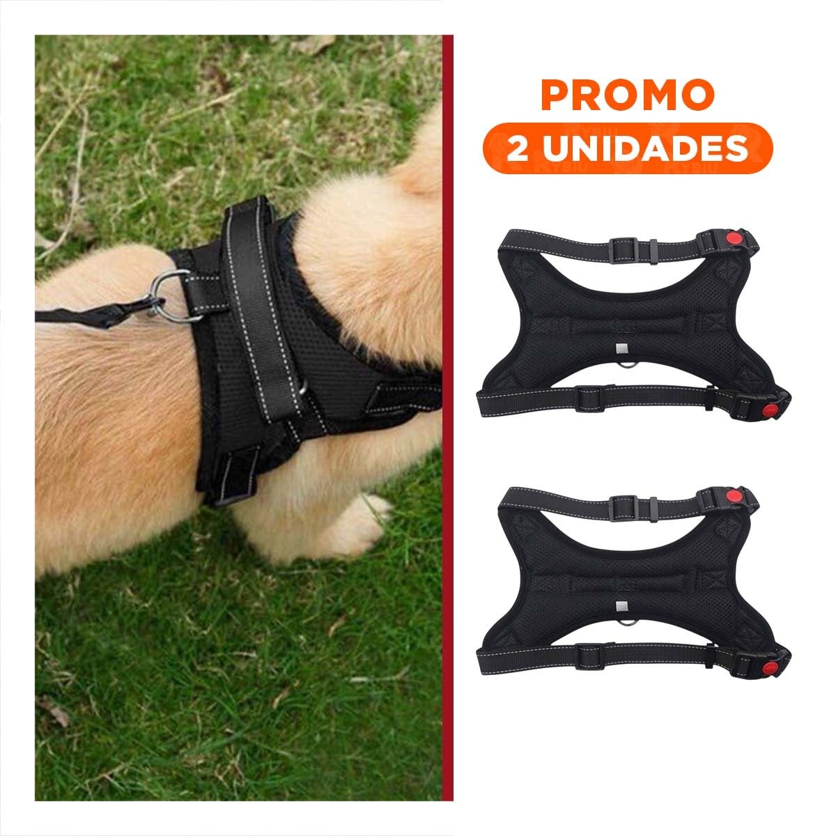 PACK2 CHALECO EN H DE PASEO PARA PERRO TALLA S LIGERO Y FIRME NEGRO YREGALO STICKER - 1