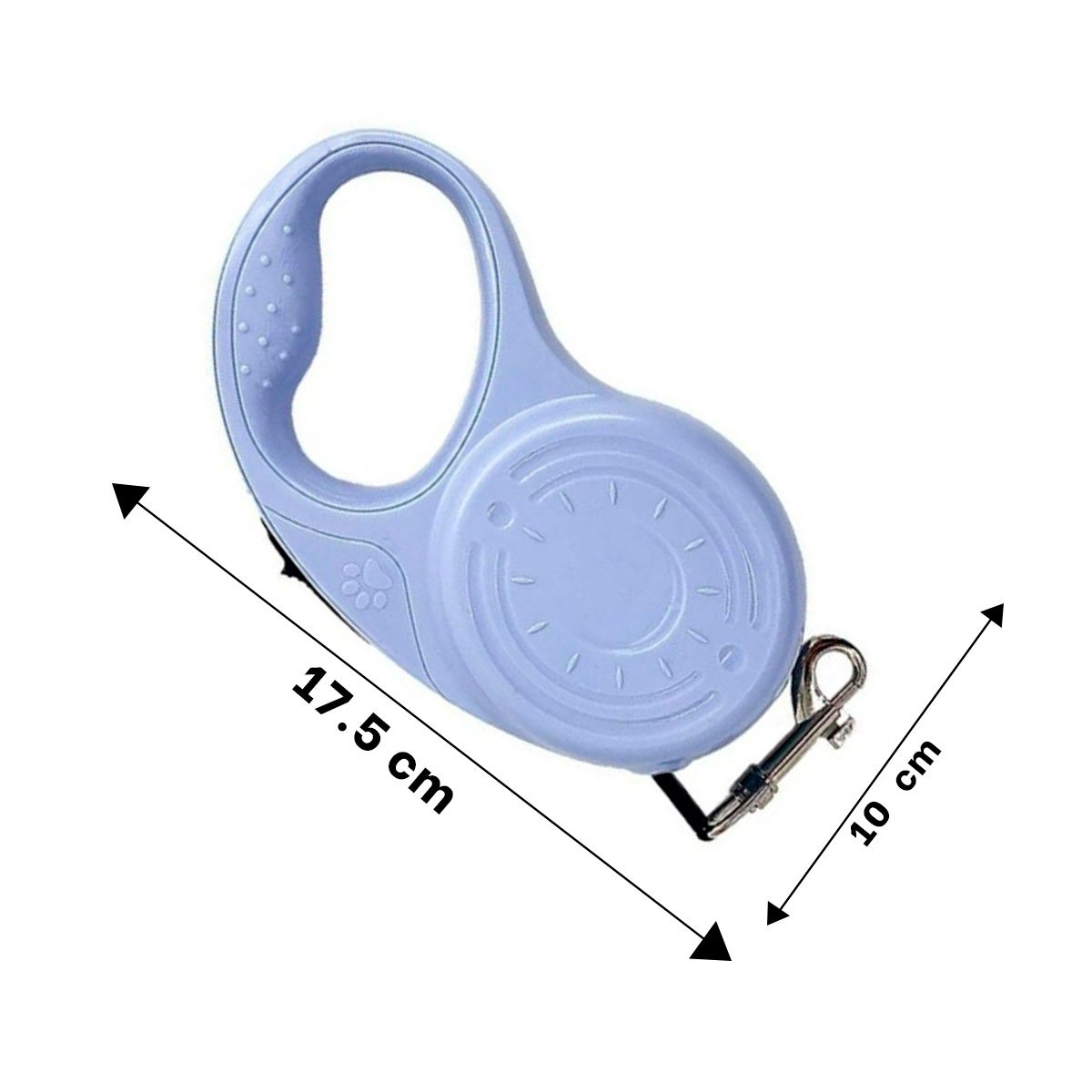 LEASH RETRACTIL 3M PARA PERRO CON ESTAMPADO HUELLITA AZUL GRISACEO YREGALO STICKER - 4