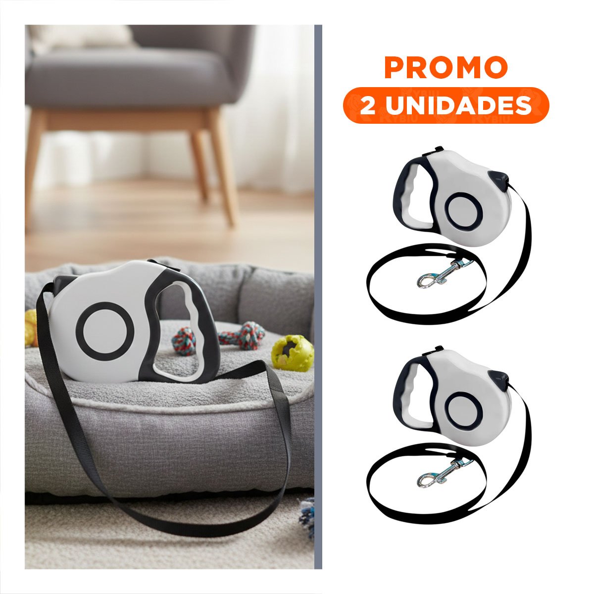PACK2 ACCESORIO EXTENSIBLE PARA MASCOTA PLOMO DOBLE TONO FIRME YREGALO STICKER - 1