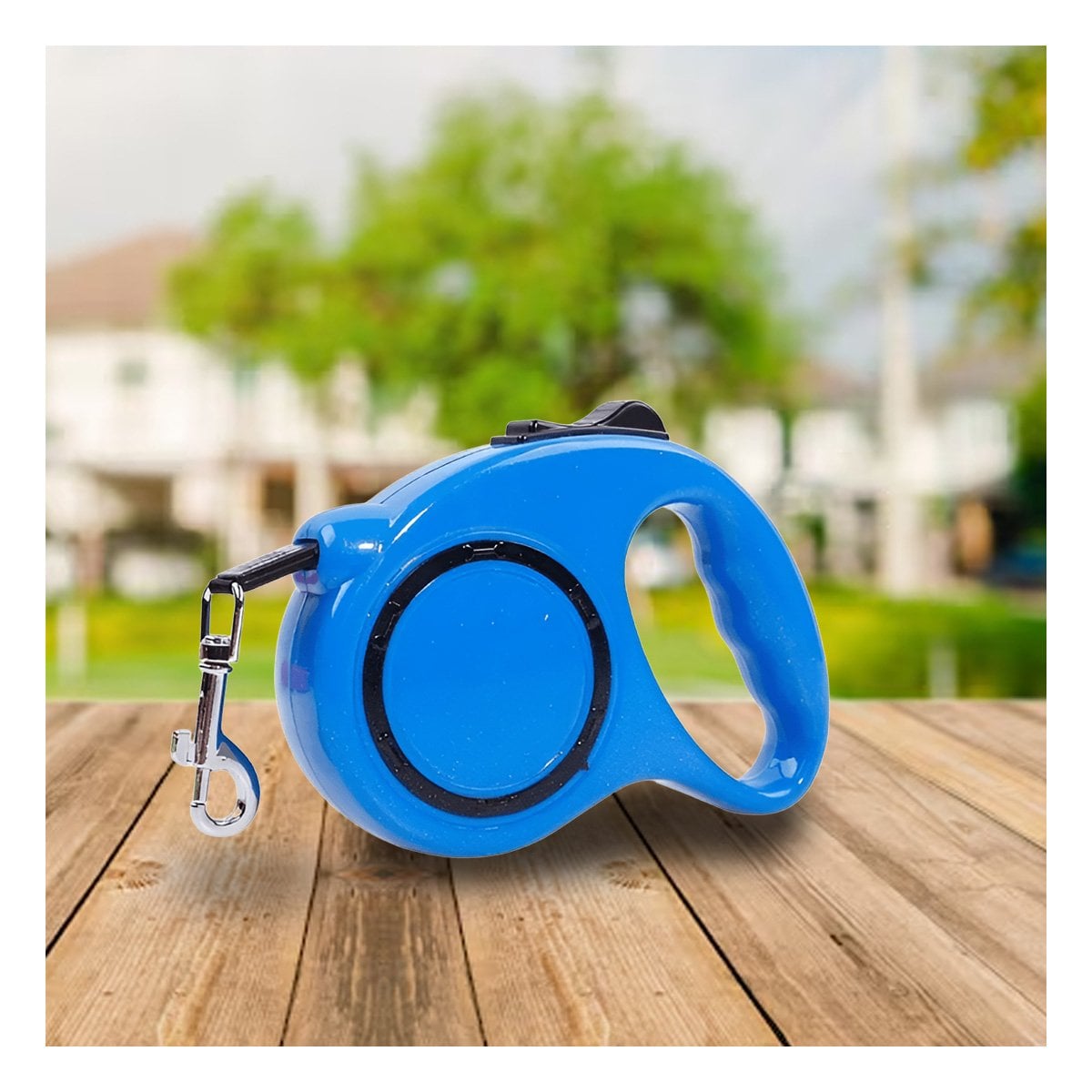 CUERDA RETRACTIL AZUL CON CIRCULO NEGRO PARA MASCOTAS EN CASA - 5