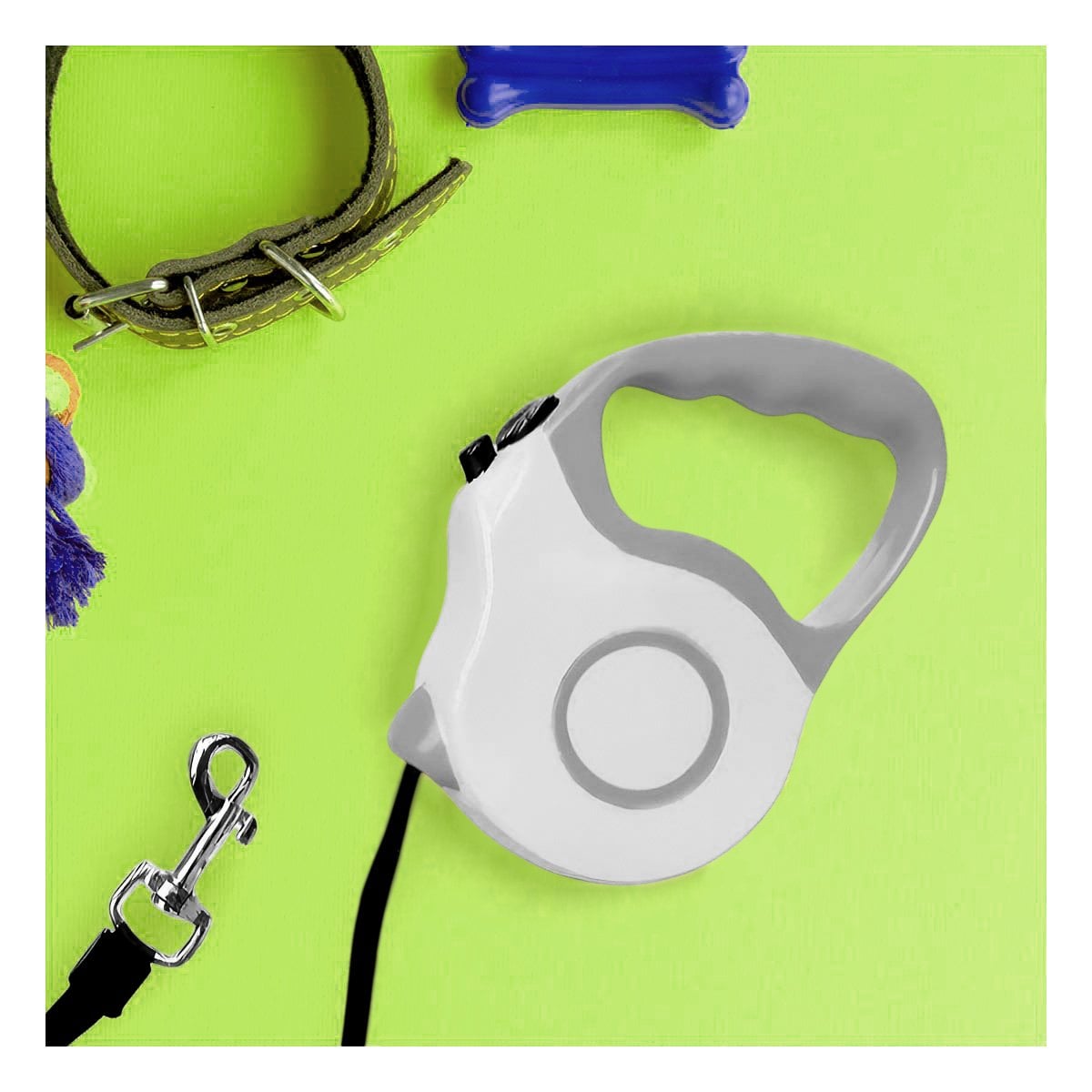 CINTA RETRACTIL 3M PARA PERRO CON AGARRE COMODO DOBLE TONO YREGALO STICKER - 5