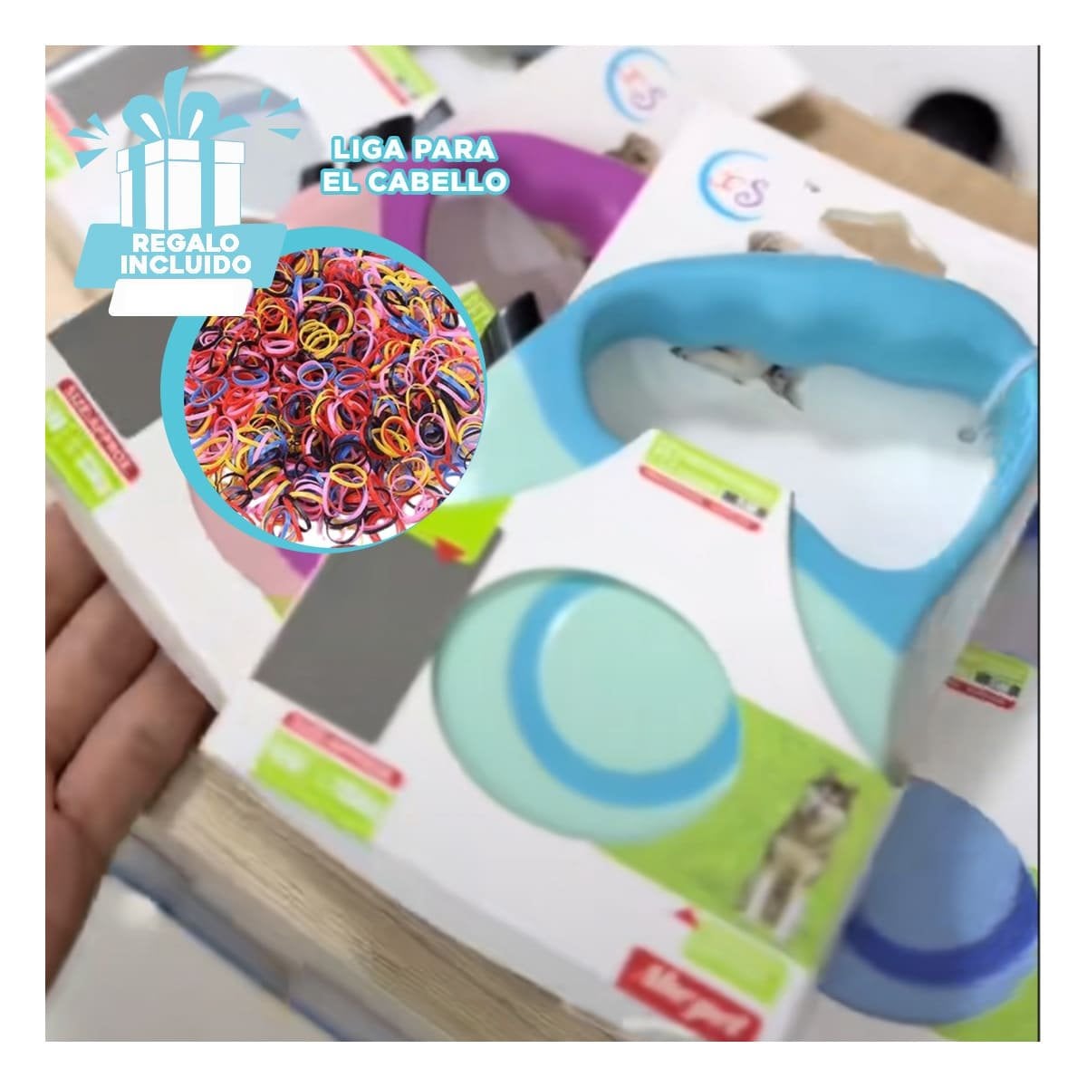 SUJETADOR RETRACTIL 3M PARA MASCOTAS CON DISENO DOBLE TONO CELESTE PRACTICO YLIGAS REGALO - 2