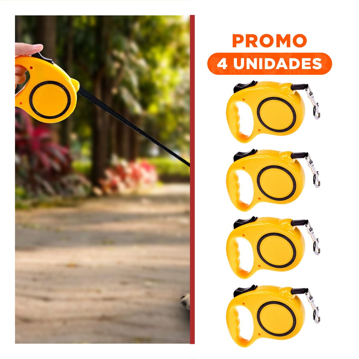PACK4 SISTEMA DE SOGA EXTENSIBLE PARA MASCOTAS QUE GARANTIZA SEGURIDAD Y LIBERTAD AMARILLO - 1