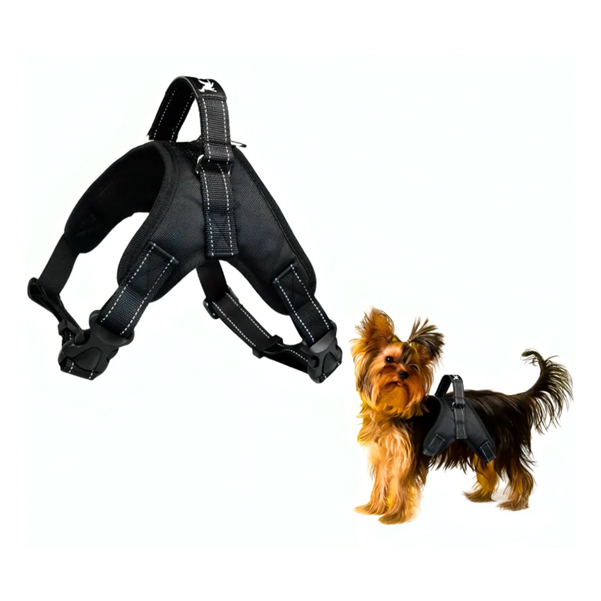 SUJETADOR EN H PARA MASCOTA TALLA M CON AJUSTE PRACTICO NEGRO YLIGAS REGALO - 5
