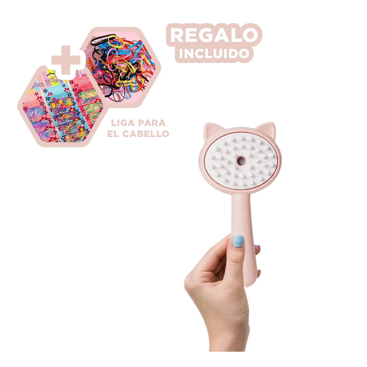 DESENREDADOR A VAPOR PARA MASCOTAS CON MANGO LARGO Y DETALLE DE GATO DECORATIVO YLIGAS REGALO - 2