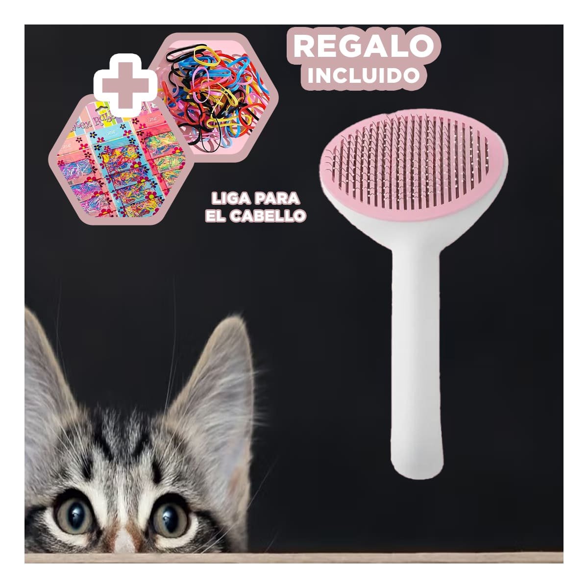PEINETA CON EXPULSADOR DE PELUSA ROSADO Y BLANCO PARA USO DIARIO EN EL HOGAR YLIGAS REGALO - 2