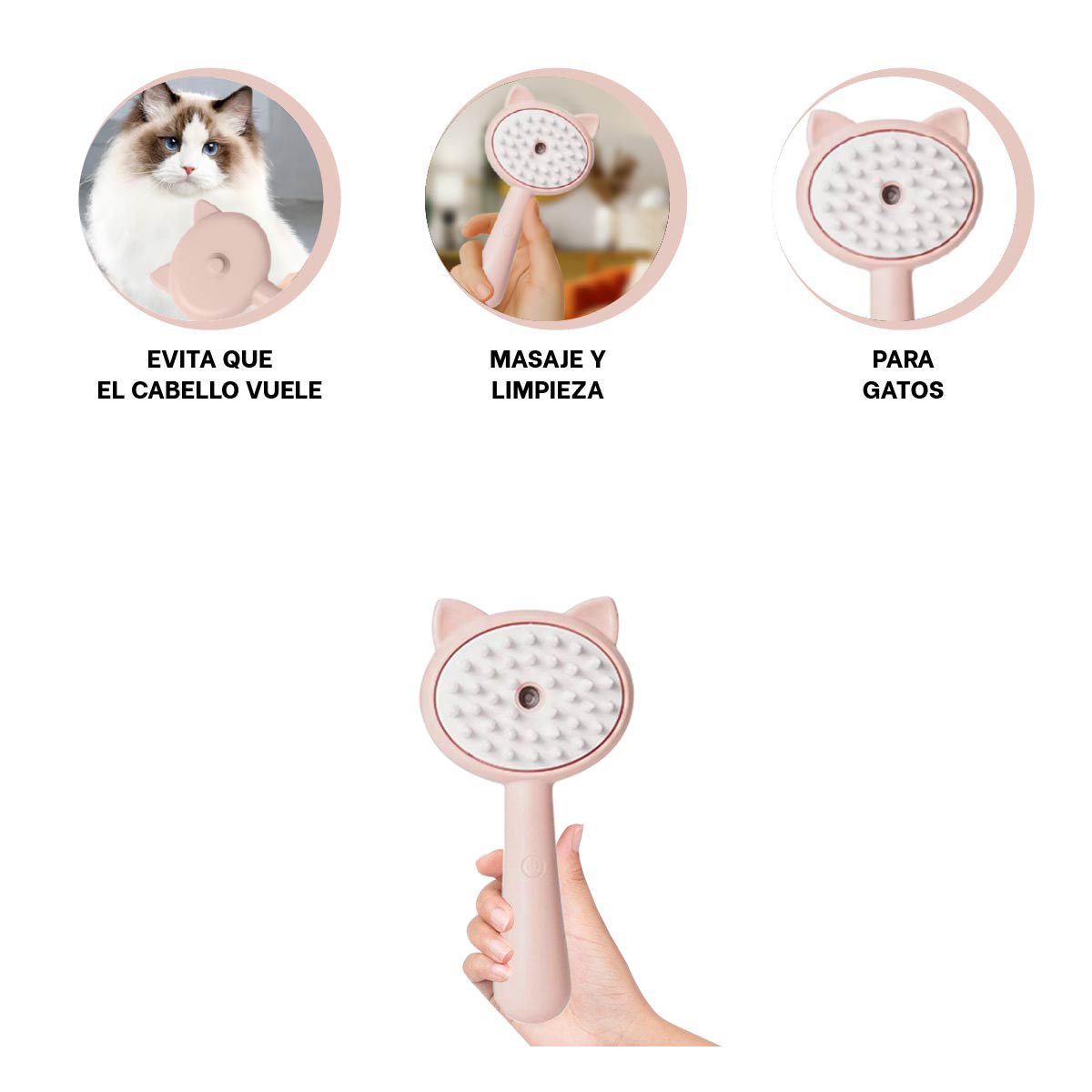 ASEO A VAPOR PARA MASCOTAS CON MANGO LARGO Y ESTILO INSPIRADO EN GATO YSTICKY - 5
