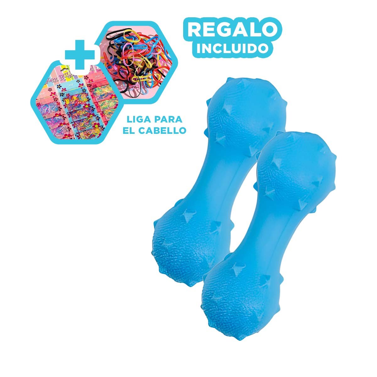 PELOTA MANCUERNA DE PUAS PARA MASCOTA CELESTE INTERACTIVA Y SEGURA YLIGAS REGALO - 2