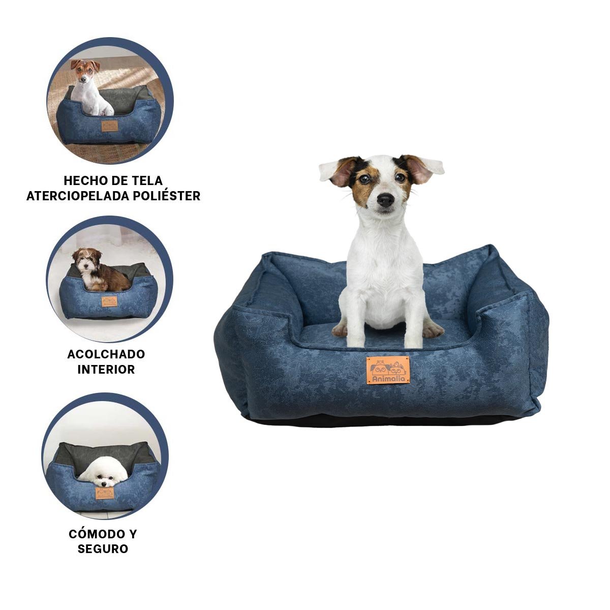 CAMA DE TALLA S PARA MASCOTAS EN COLOR COMPLETO DE AZUL LABRADO COMODA YSTICKY - 5