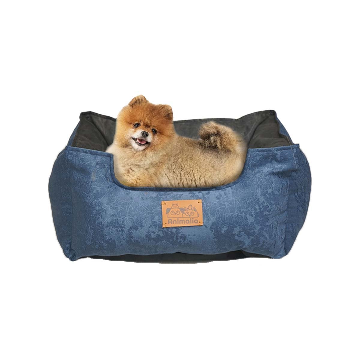 CAMA CENTRO NEGRO PARA MASCOTAS Y EN COLOR AZUL LABRADO DE TALLA S INTEGRADA YREGALO STICKER - 1