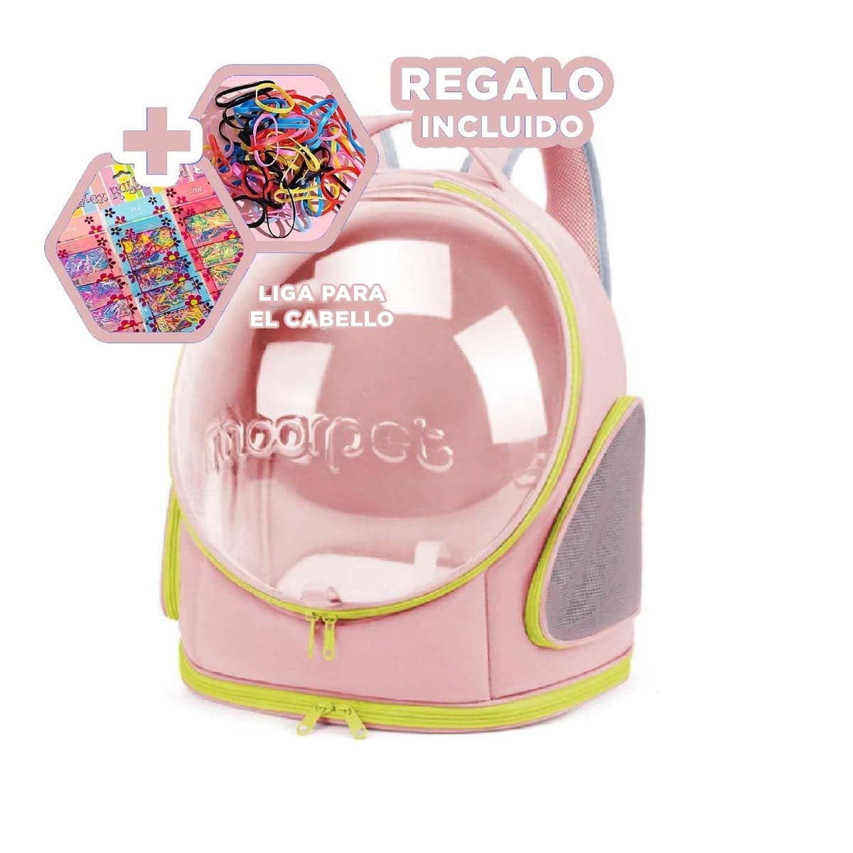 MOCHILA ROSADO PARA MASCOTAS CON VENTANA PANORAMICA Y NAVE ESPACIAL YLIGAS REGALO - 2