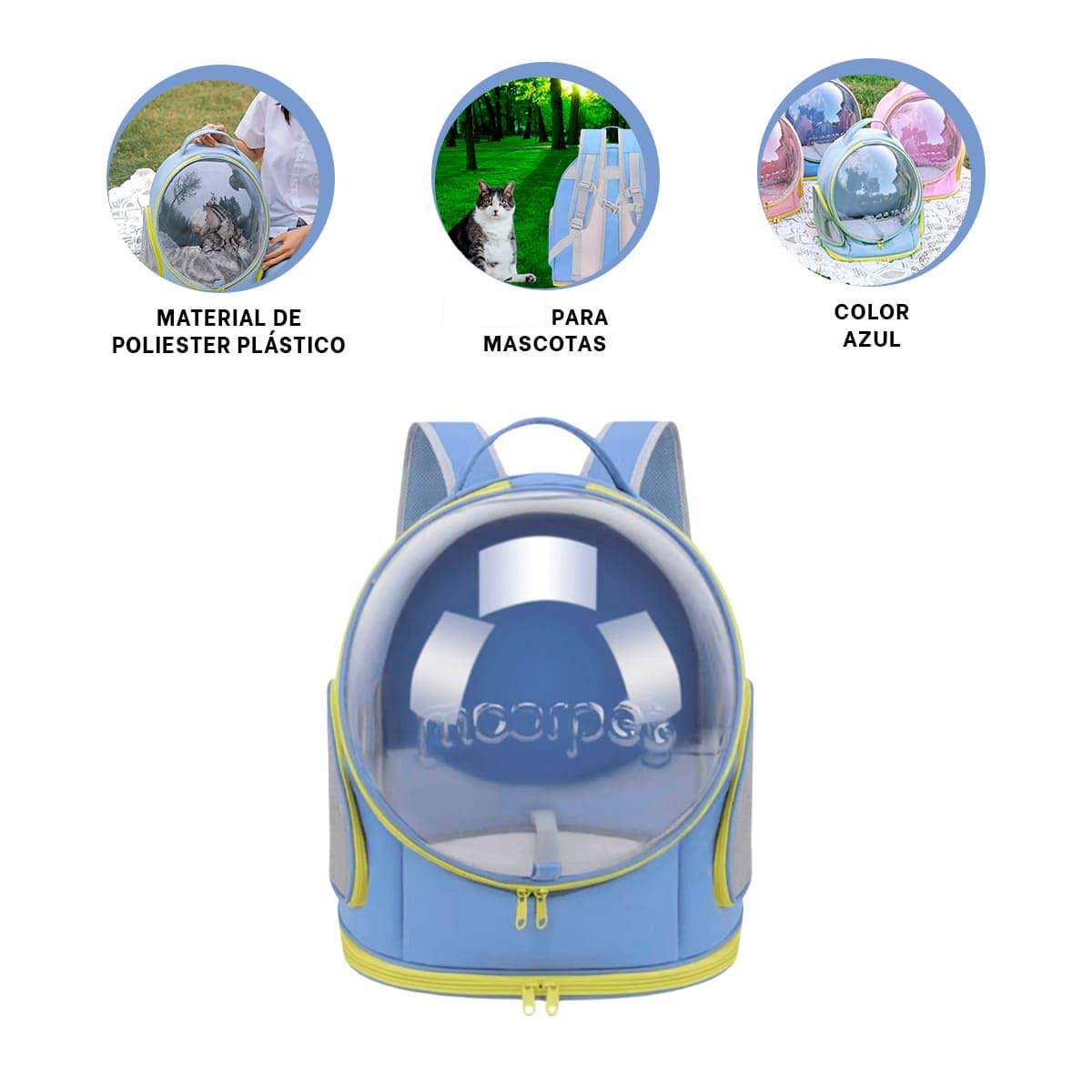 MOCHILA CON VENTANA PANORAMICA AZUL Y NAVE ESPACIAL PARA MASCOTAS YSTICKY - 5