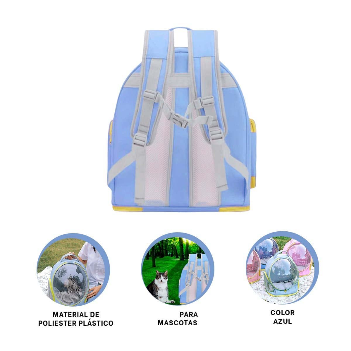 MOCHILA CON NAVE ESPACIAL AZUL Y APERTURA PANORAMICA IDEAL PARA MASCOTAS YPAPEL REGALO - 5