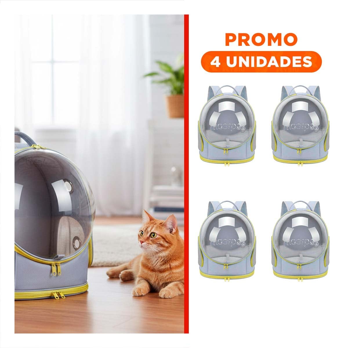 PACK4 TRANSPORTADORA PANORAMICA PLOMO CON VENTANA DE NAVE ESPACIAL PARA MASCOTAS - 1