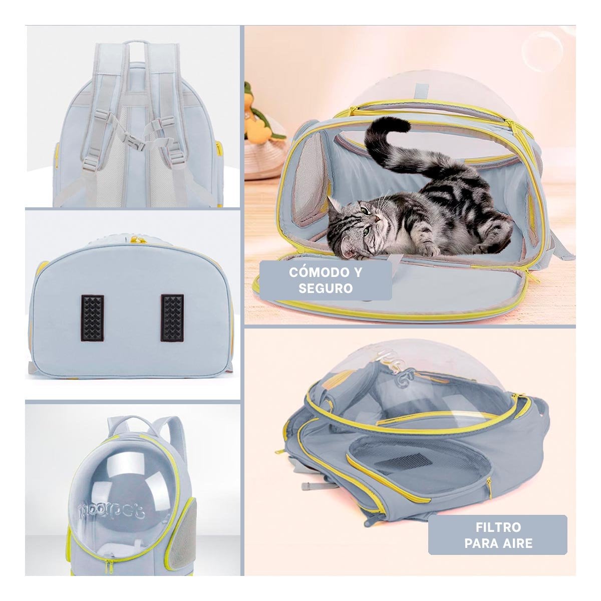 PACK4 TRANSPORTADORA DE NAVE ESPACIAL PLOMO CON APERTURA PANORAMICA Y COMODA YREGALO STICKER - 2
