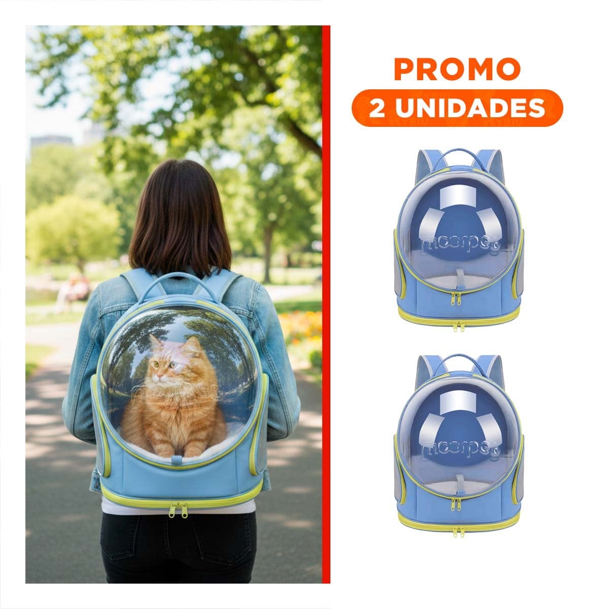 PACK2 TRANSPORTADORA CON ESPACIO PANORAMICO AZUL Y NAVE ESPACIAL SEGURA YREGALO STICKER - 1