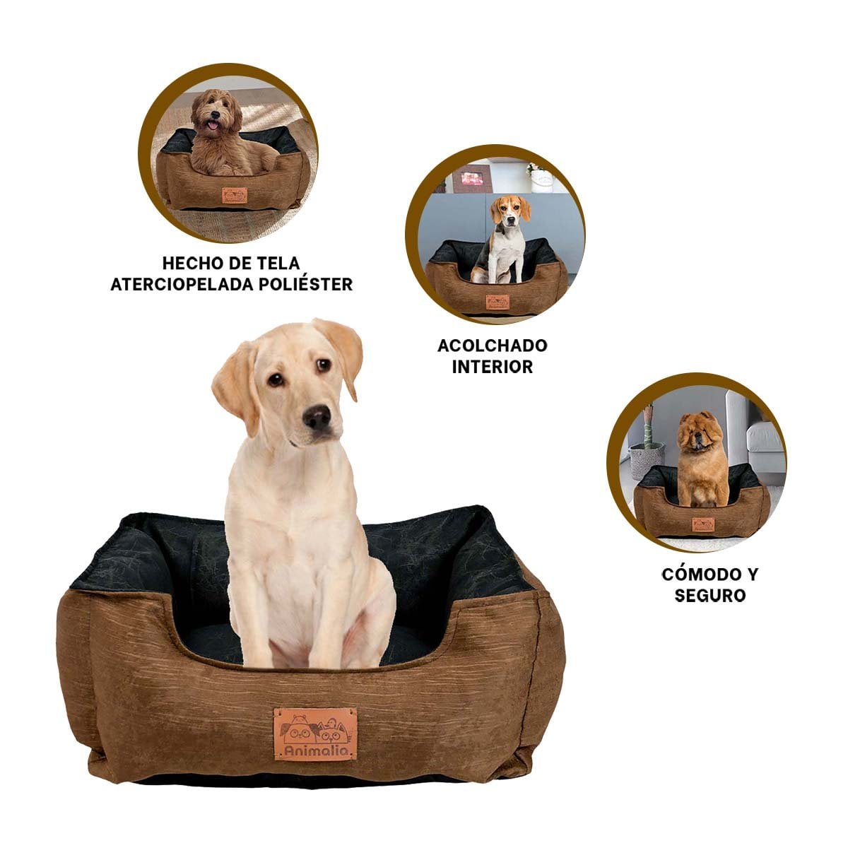 DESCANSO PARA PERRO TALLA M MARRON CON CENTRO NEGRO YSTICKY - 5