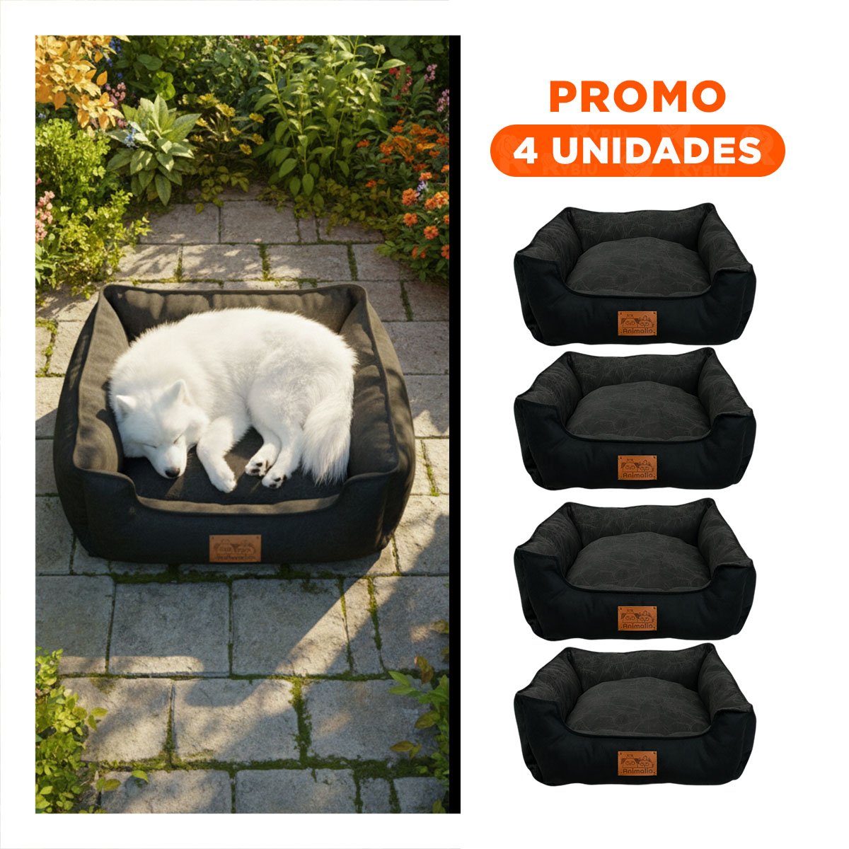 PACK4 SUPERFICIE ACOLCHADA PARA PERRO TALLA S NEGRO CENTRO NEGRO - 1
