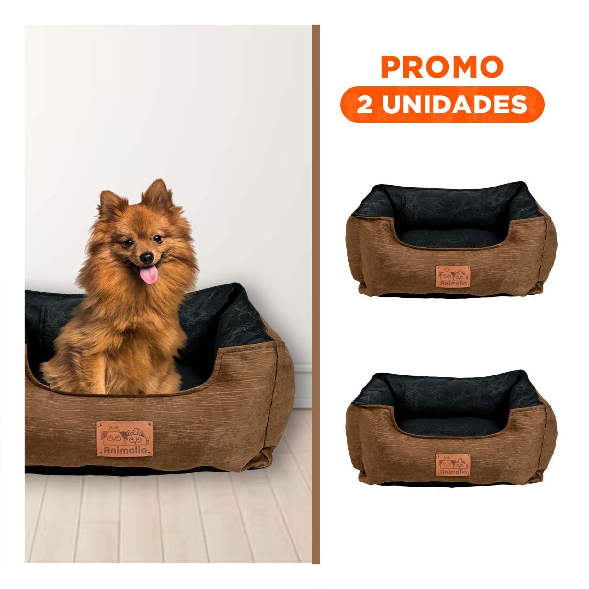 PACK2 NIDO PARA PERRO TALLA S MARRON CENTRO NEGRO YREGALO STICKER - 1