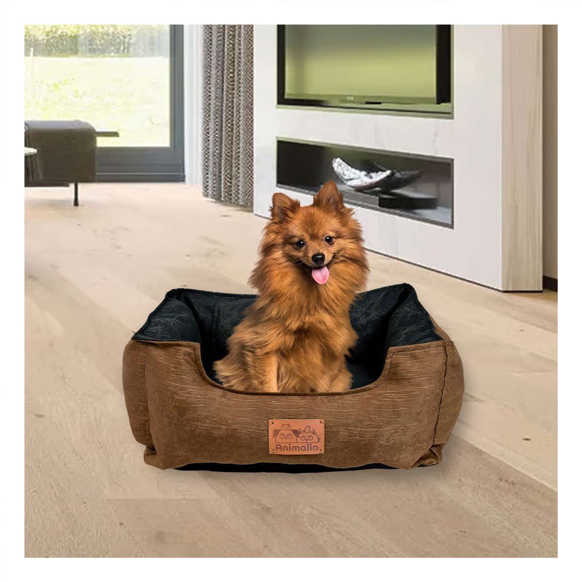 PACK2 NIDO PARA PERRO TALLA S MARRON CENTRO NEGRO YREGALO STICKER - 3