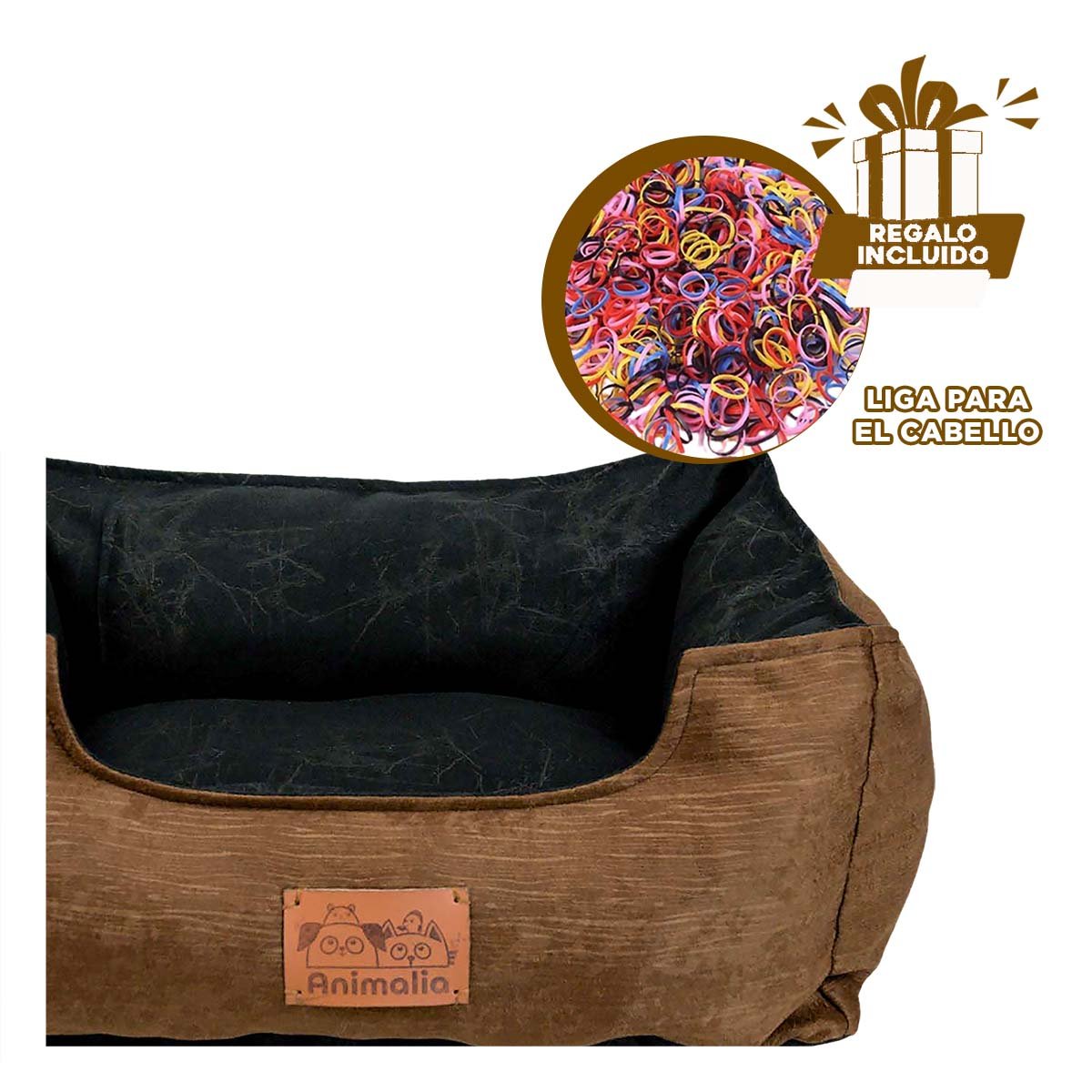 LECHO PARA PERRO TALLA S MARRON CON CENTRO NEGRO YLIGAS REGALO - 2
