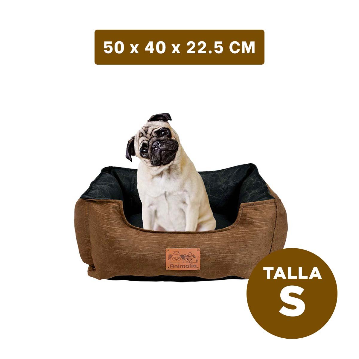 LECHO PARA PERRO TALLA S MARRON CON CENTRO NEGRO YLIGAS REGALO - 4
