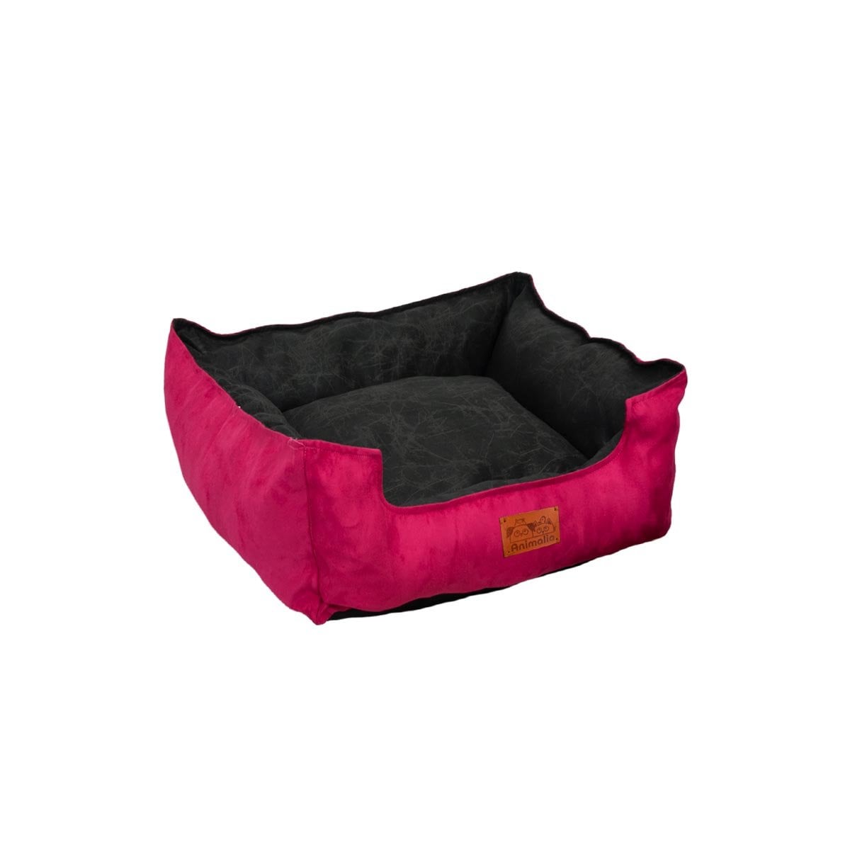 ALMOHADON PARA PERRO TALLA S FUCSIA LISO CON CENTRO NEGRO YREGALO STICKER - 1