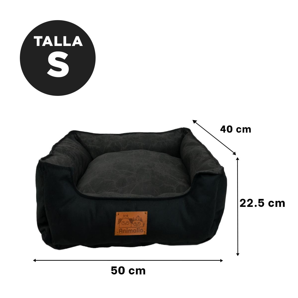 PACK2 BASE ACOLCHADA PARA PERRO TALLA S NEGRO CON CENTRO NEGRO - 4