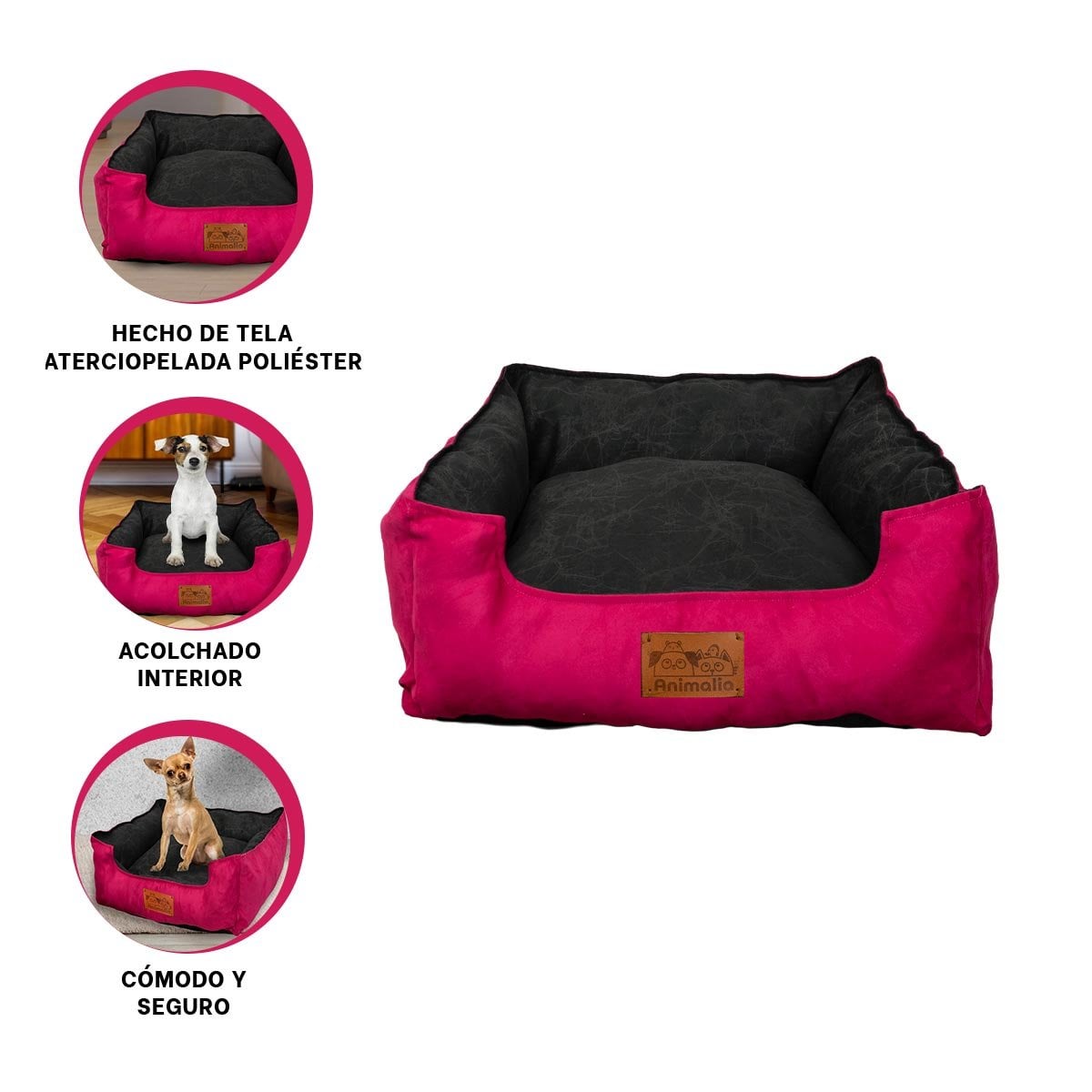 DESCANSO PARA PERRO TALLA S FUCSIA LISO CON CENTRO NEGRO YSTICKY - 5