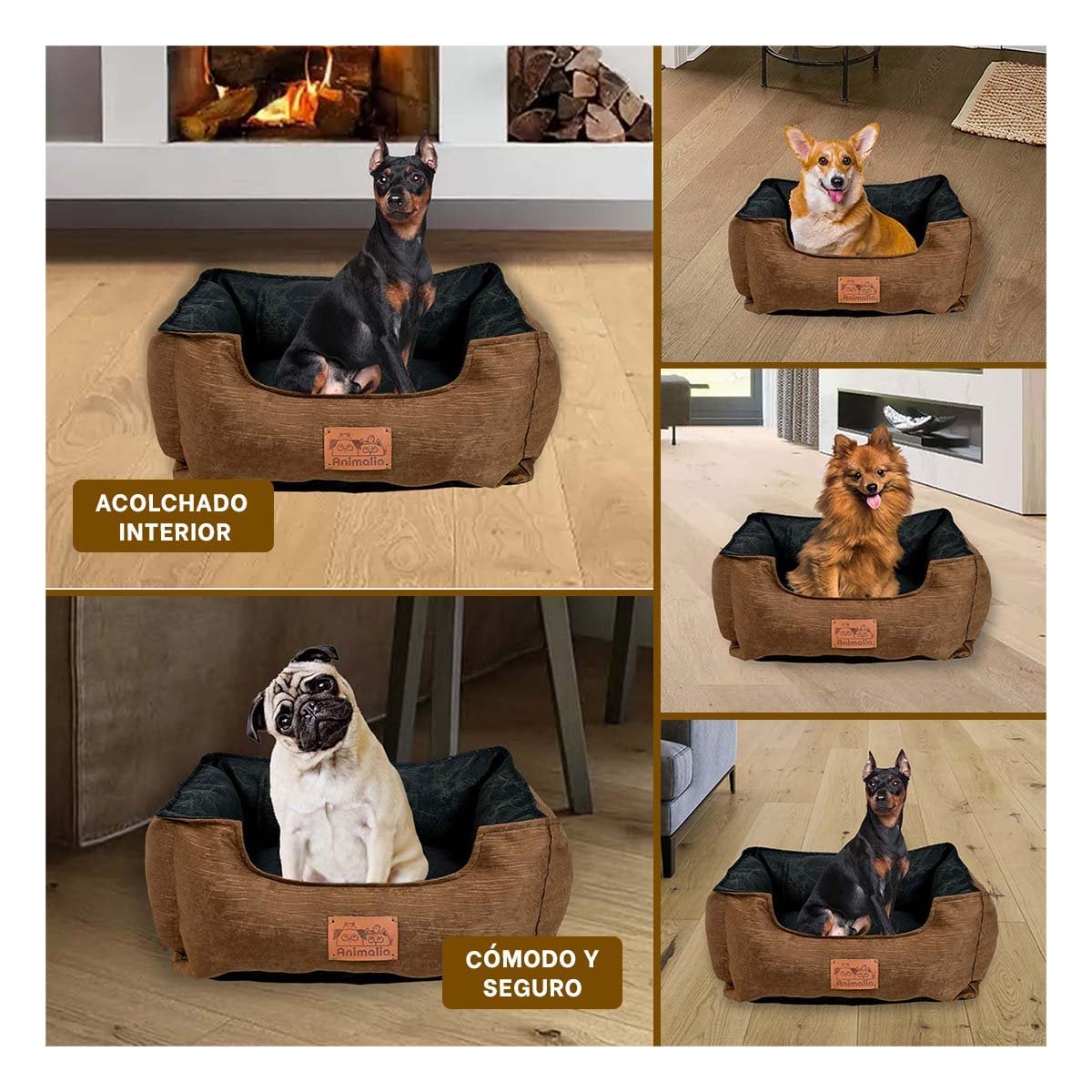 PACK2 ESPACIO DE DESCANSO PARA PERRO TALLA S MARRON CENTRO NEGRO YPAPEL REGALO - 3