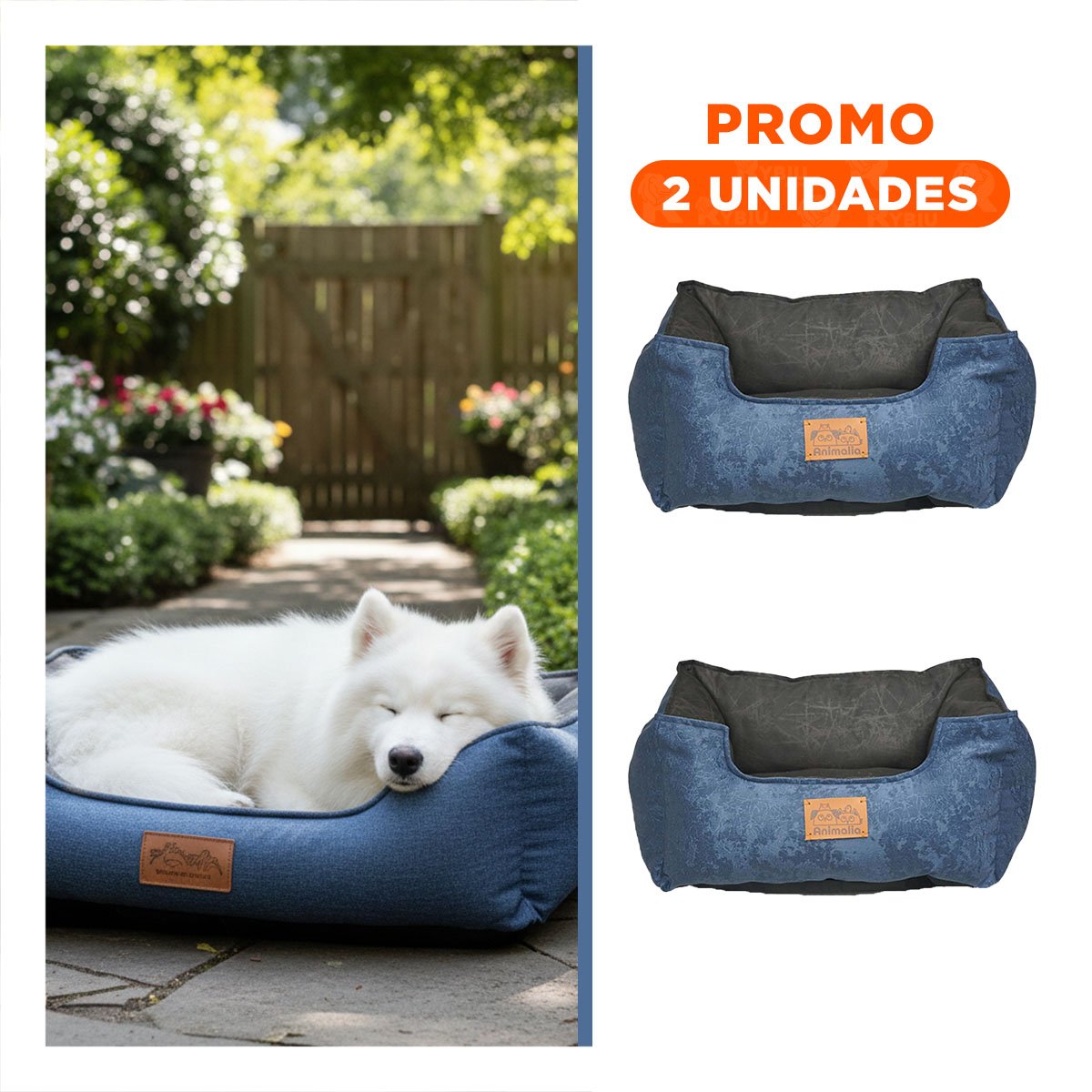 PACK2 NIDO PARA PERRO TALLA M AZUL LABRADO CENTRO NEGRO YREGALO STICKER - 1